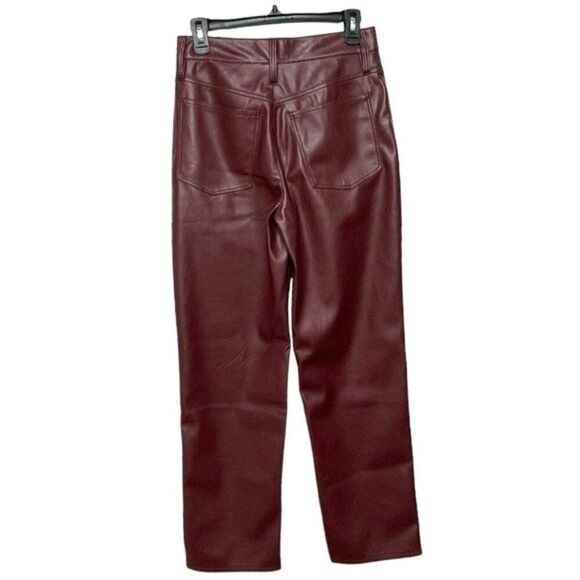New Madewell The Plus Perfect Vintage Straight Jean Faux Leather in Cabernet 27 - Picture 6 of 14